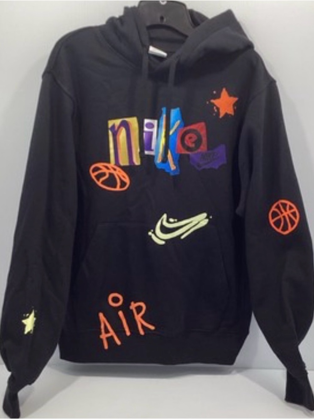 Nike Hoodie Graphics UniSex Black Pullover  Size L, EUC